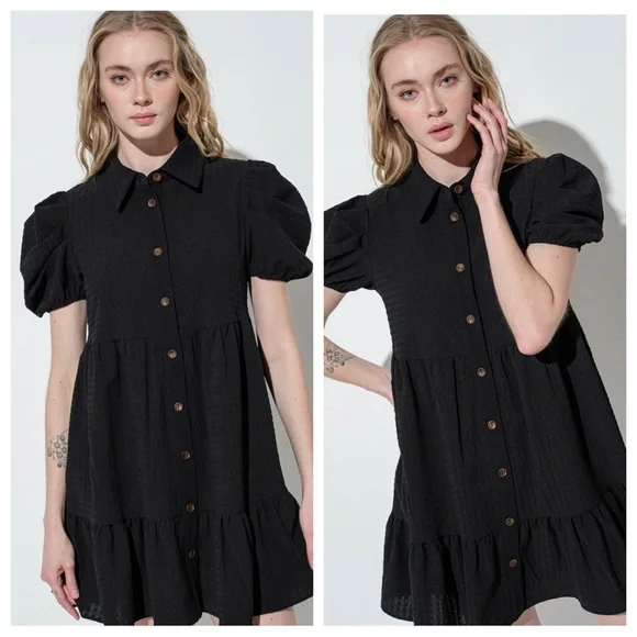 37 Chic Basic Collared Button Down Dress - Picture 2 of 5